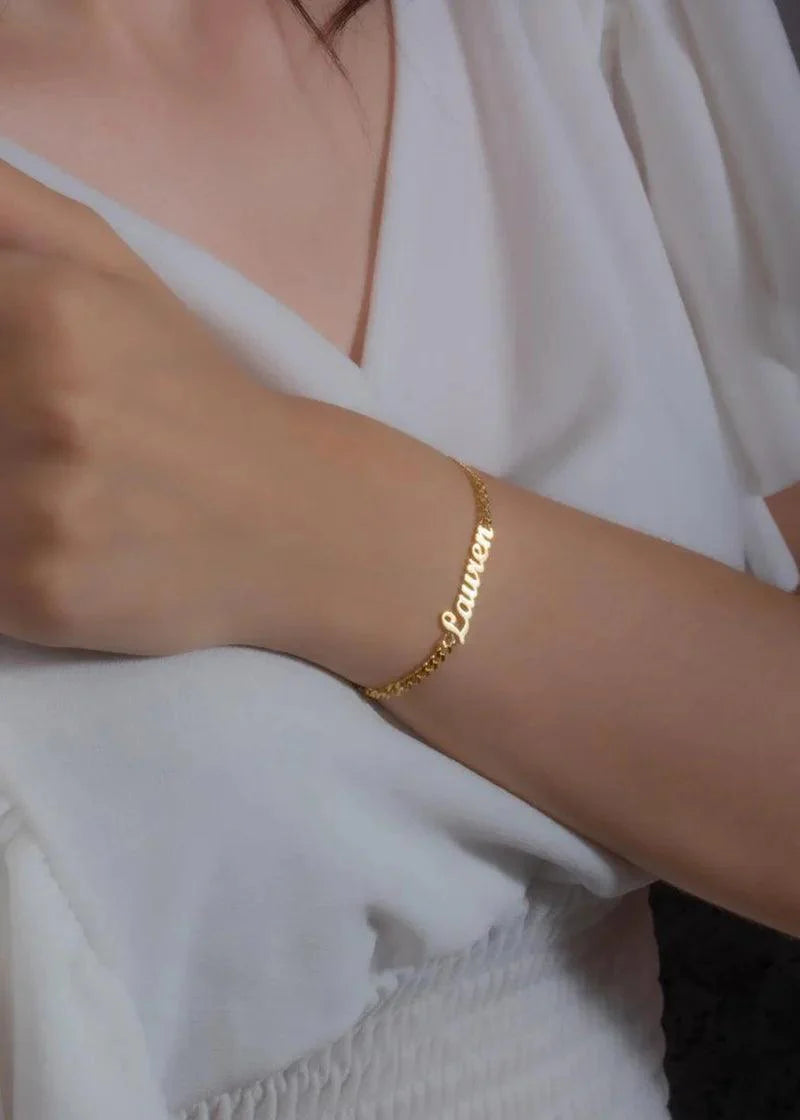 Pulseira personalizável - Personalize com seu nome - Banhada