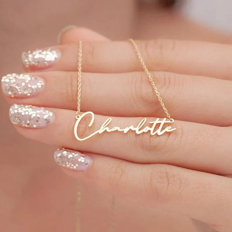 Colar personalizável - Escrito à mão - Sob Encomenda - Aço Inoxidável - Banho em ouro