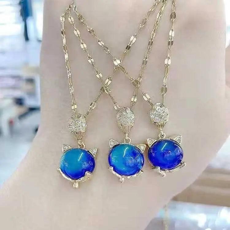 Colar pedra do humor - Raposa - Banhado a ouro 18k