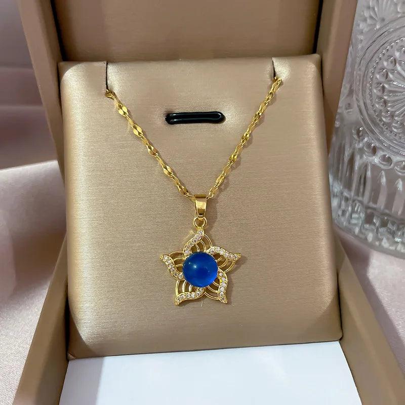 Colar pedra do humor - Girassol - Banhado a ouro 18k