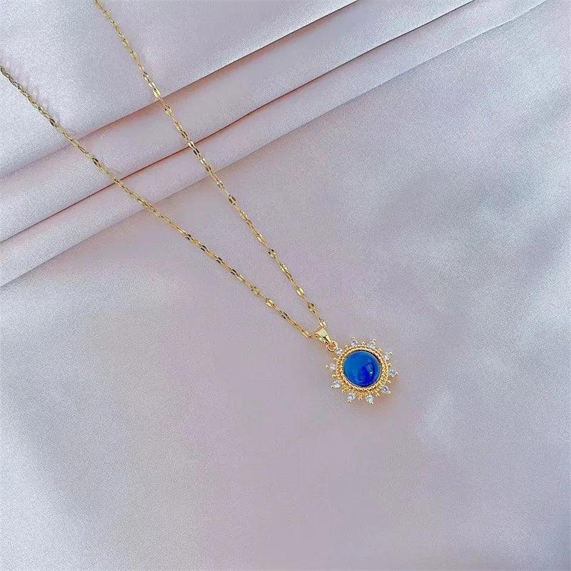 Colar pedra do humor - Sol da manhã - Banhado a ouro 18k