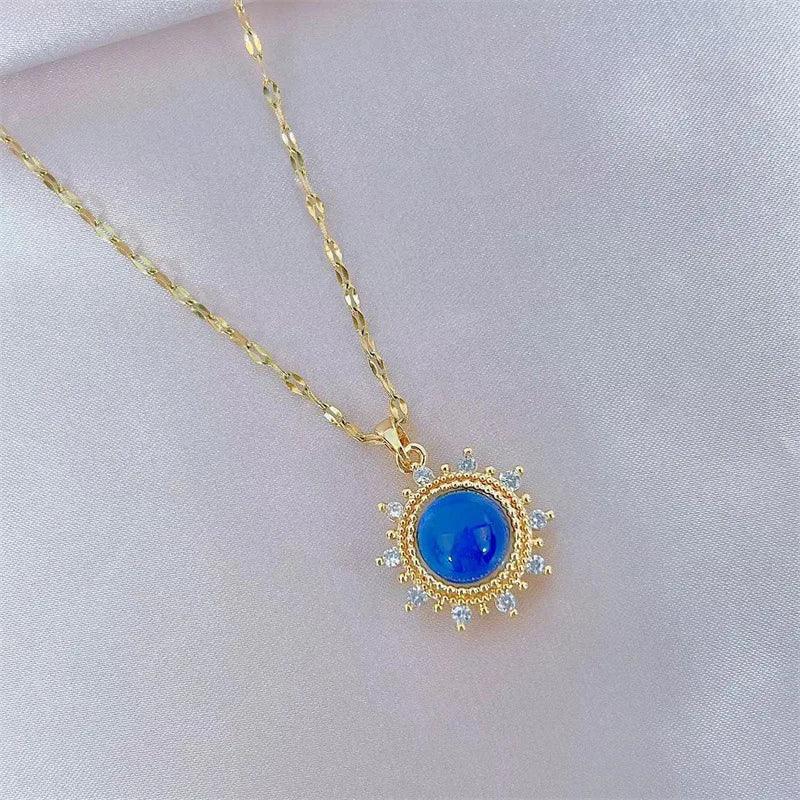 Colar pedra do humor - Sol da manhã - Banhado a ouro 18k