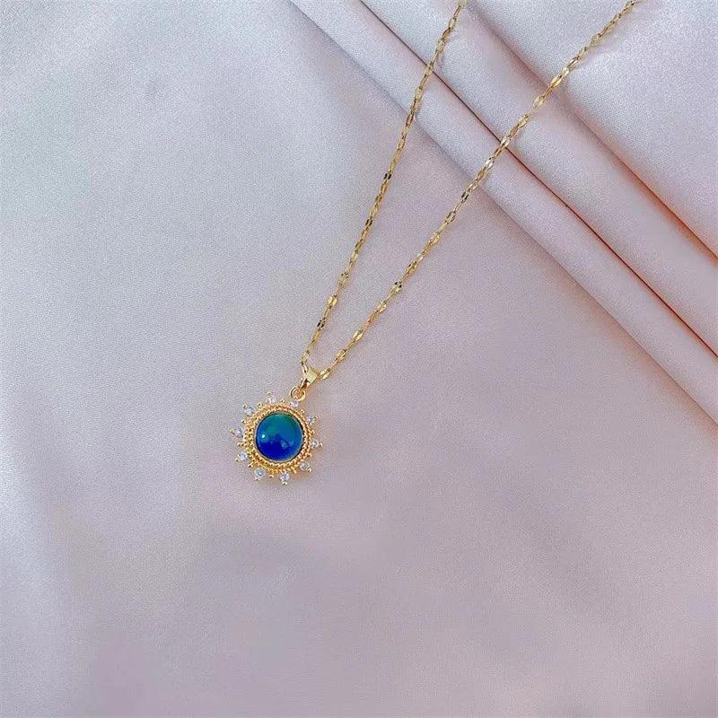 Colar pedra do humor - Sol da manhã - Banhado a ouro 18k